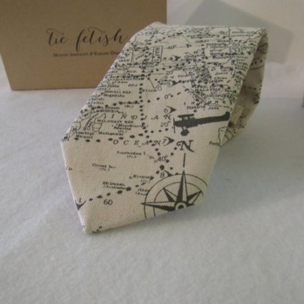 Flight chart vintage inspired aviation necktie